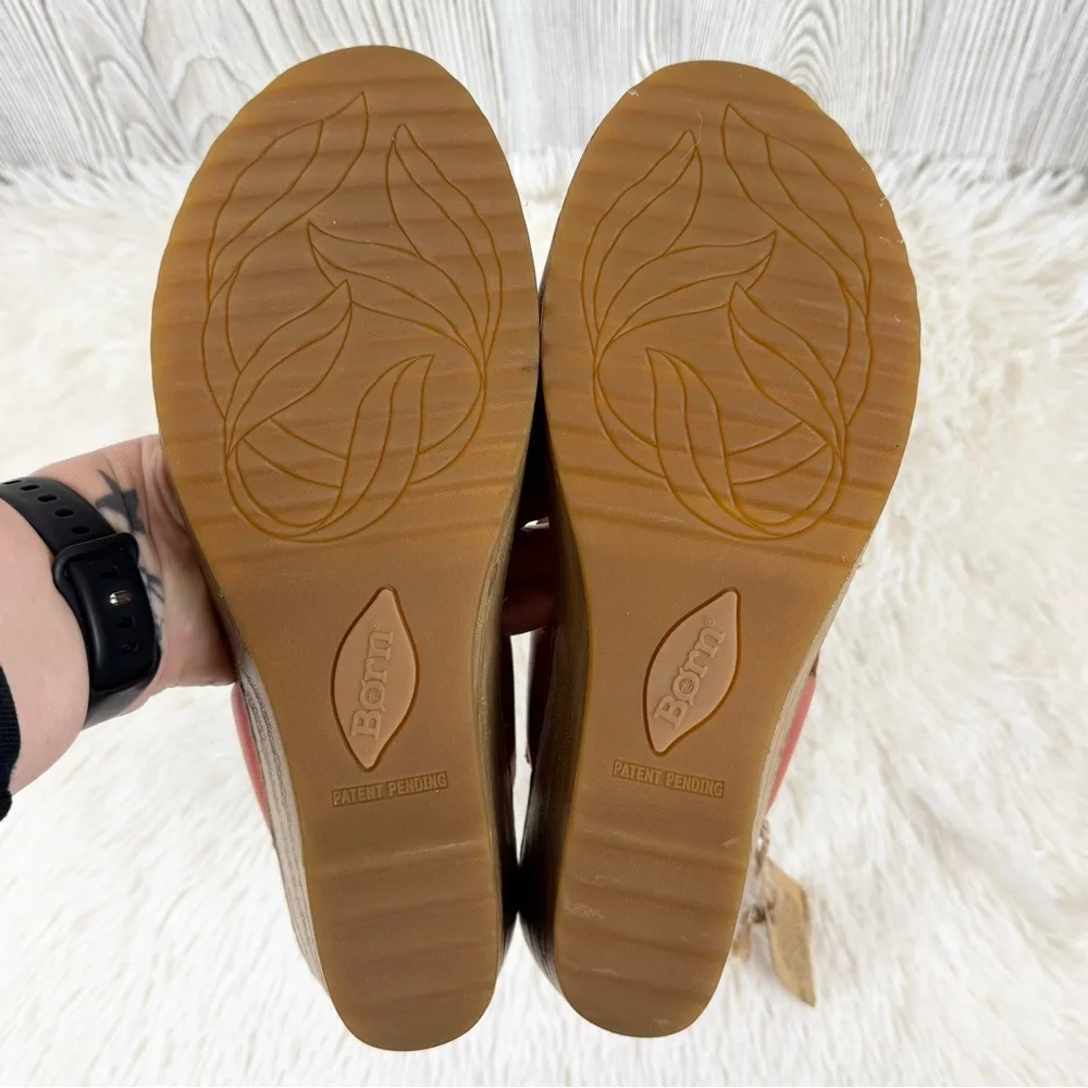 Born Women's Nina Sandals In Rust Cayenne Leather 10 Wedge NWT - Picture 8 of 10